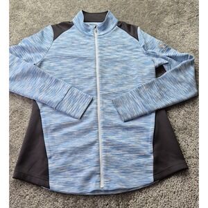 FootJoy Women Large Blue Black Full Zip Lined Golf Jacket Pockets TullyMore Logo